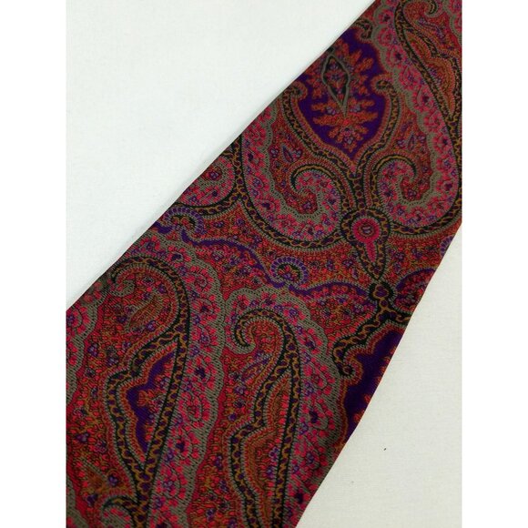 Claybrooke Mens Silk Handmade Maroon Paisley Tie 3.5" Width 69" Length Vintage - Picture 2 of 6